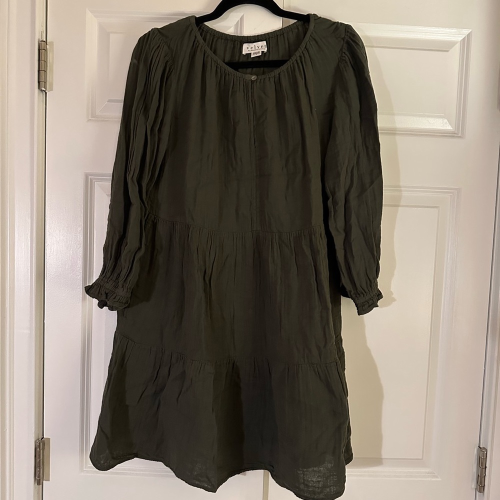 Velvet by Graham and Spencer Flowy Green Mini Dress